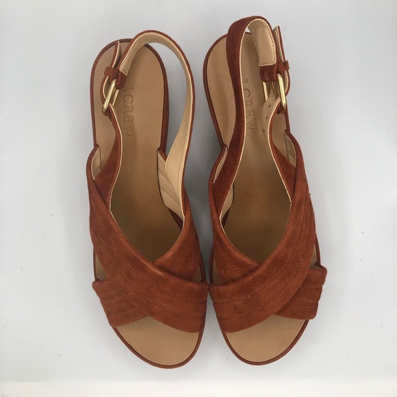 **POPULAR** J CREW DARK COGNAC MARCIE SUEDE WEDGE - Picture 6 of 16